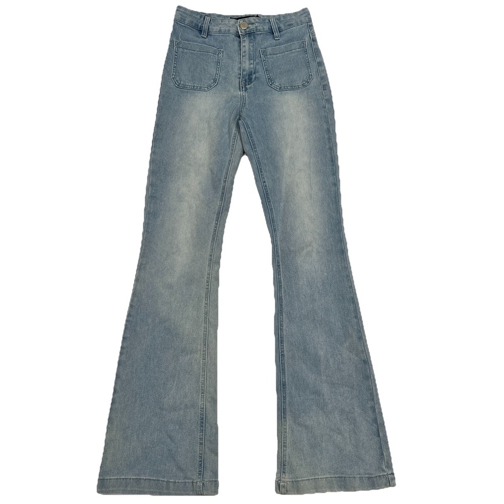 Dollhouse Jeans Womens Blue Flare Low Rise Curvy Collection Y2K Denim 26x33